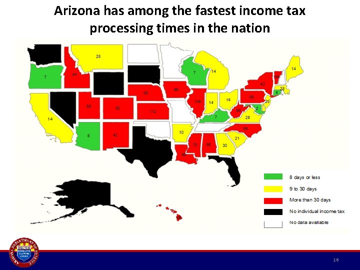 Arizona has among the fastest income tax processing times in the nation 16 