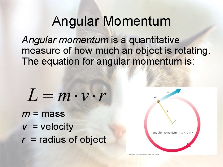 Angular Momentum Angular momentum is a quantitative measure of how much an object is