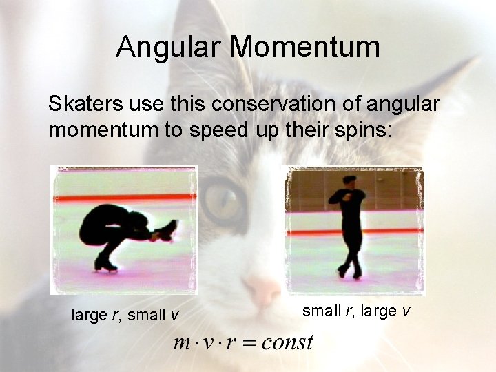 Angular Momentum Skaters use this conservation of angular momentum to speed up their spins: