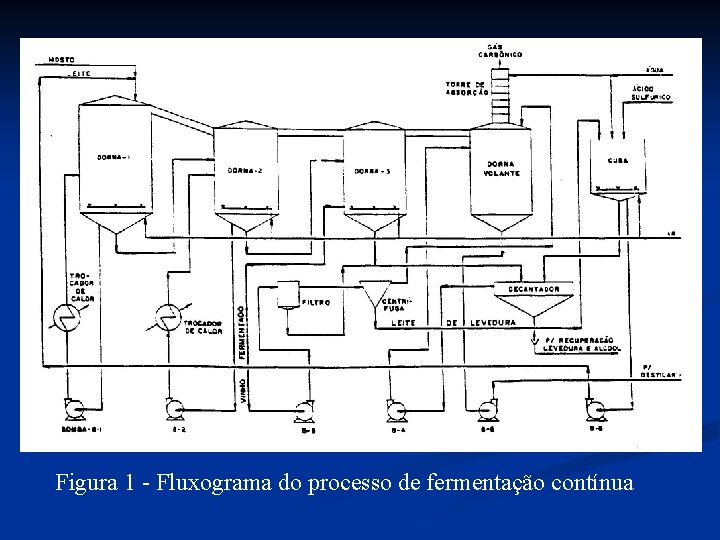 Figura 1 - Fluxograma do processo de fermentação contínua 