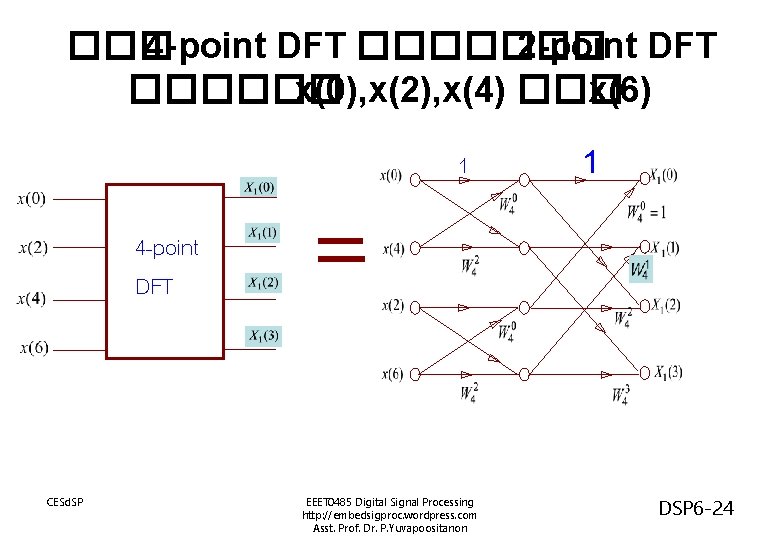 ��� 4 -point DFT ������� 2 -point DFT ������ x(0), x(2), x(4) ��� x(6)