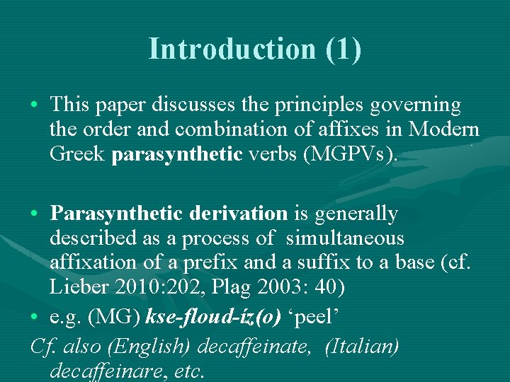 Introduction (1) • This paper discusses the principles governing the order and combination of Introduction (1) • This paper discusses the principles governing the order and combination of