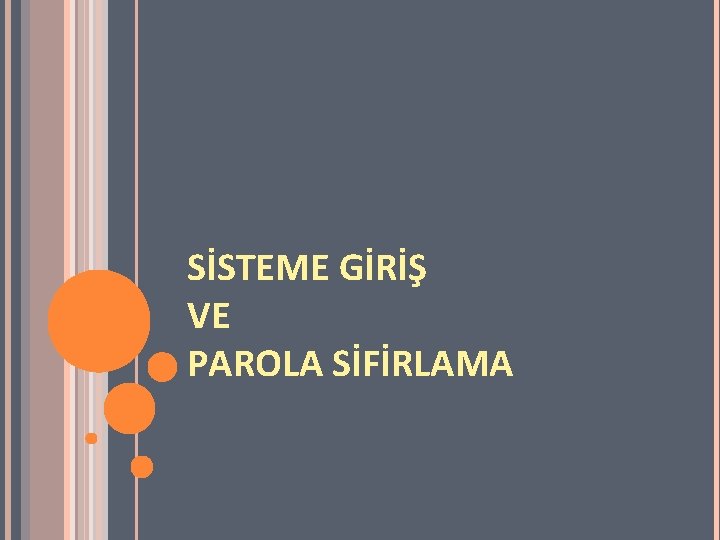 SİSTEME GİRİŞ VE PAROLA SİFİRLAMA 