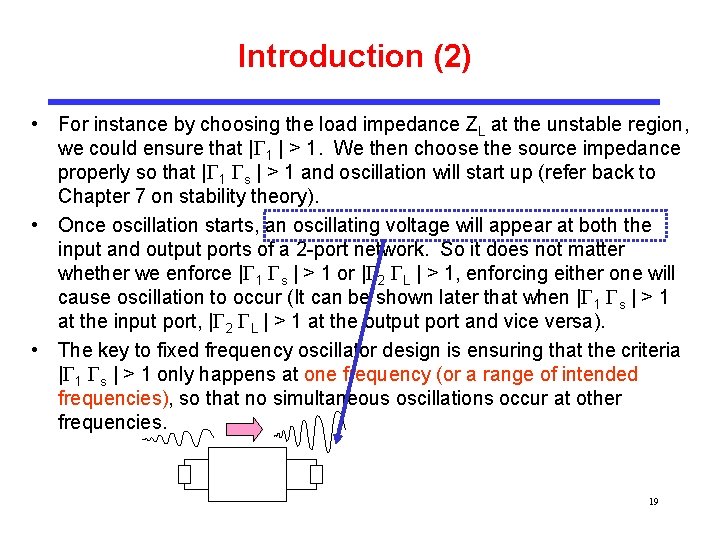 Introduction (2) • For instance by choosing the load impedance ZL at the unstable