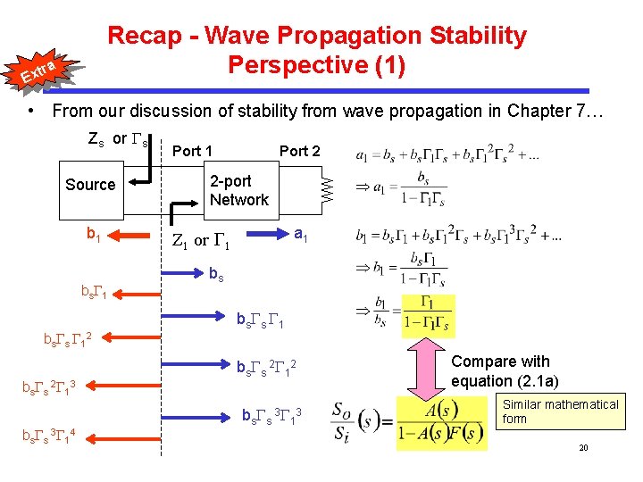 Recap - Wave Propagation Stability Perspective (1) tra Ex • From our discussion of