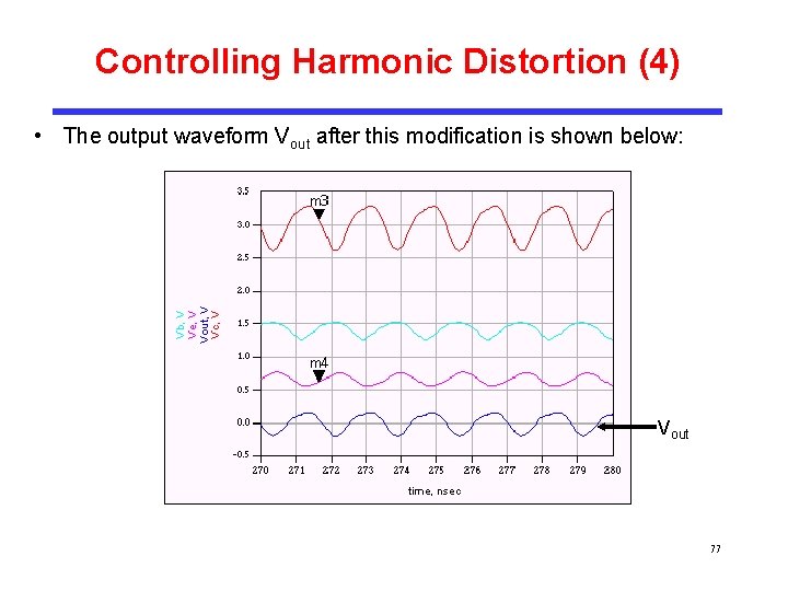 Controlling Harmonic Distortion (4) • The output waveform Vout after this modification is shown