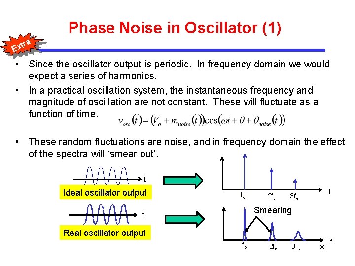 Phase Noise in Oscillator (1) tra Ex • Since the oscillator output is periodic.