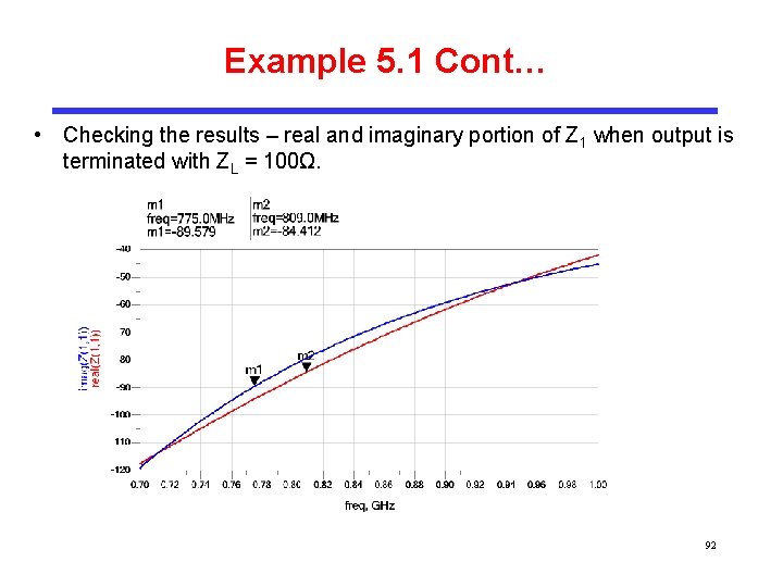 Example 5. 1 Cont… • Checking the results – real and imaginary portion of