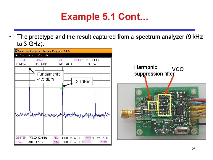 Example 5. 1 Cont… • The prototype and the result captured from a spectrum