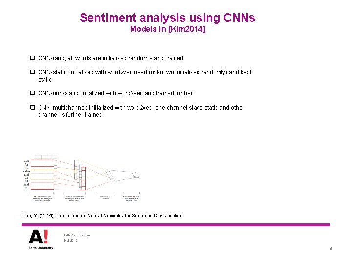 Sentiment analysis using CNNs Models in [Kim 2014] q CNN-rand; all words are initialized