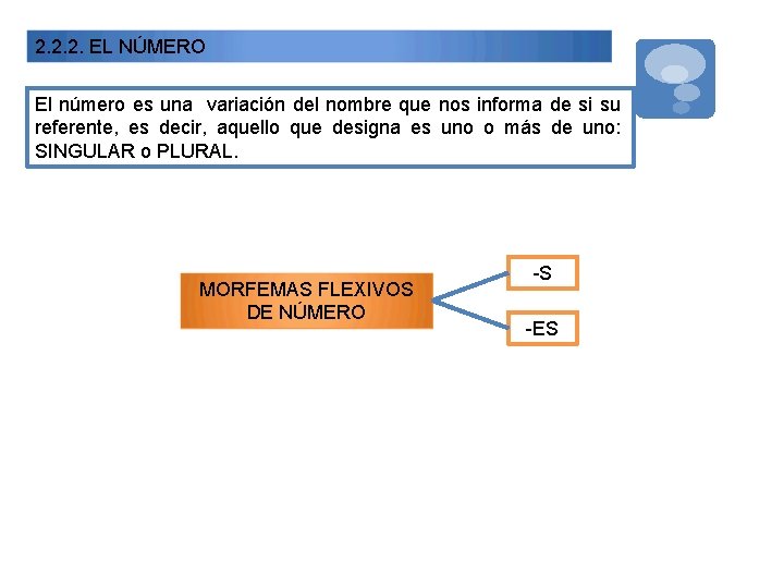 2. 2. 2. EL NÚMERO El número es una variación del nombre que nos