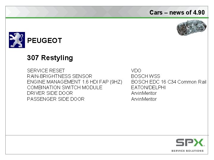 Cars – news of 4. 90 PEUGEOT 307 Restyling SERVICE RESET RAIN-BRIGHTNESS SENSOR ENGINE