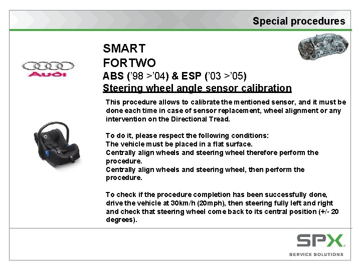 Special procedures SMART FORTWO ABS (’ 98 >’ 04) & ESP (’ 03 >’