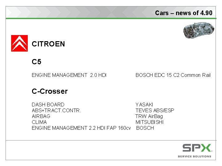 Cars – news of 4. 90 CITROEN C 5 ENGINE MANAGEMENT 2. 0 HDI