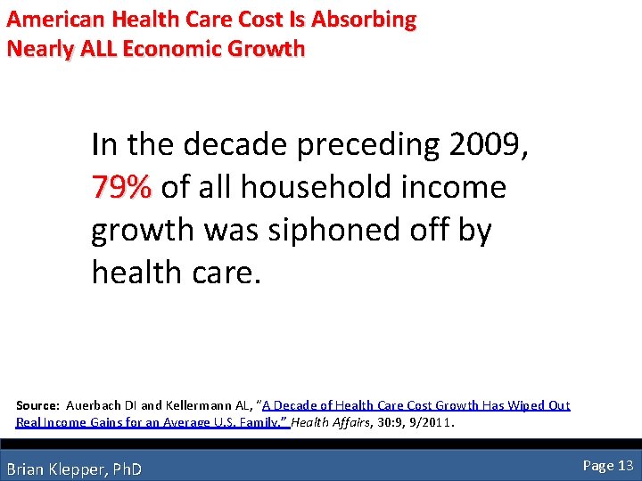 American Health Care Cost Is Absorbing Nearly ALL Economic Growth In the decade preceding