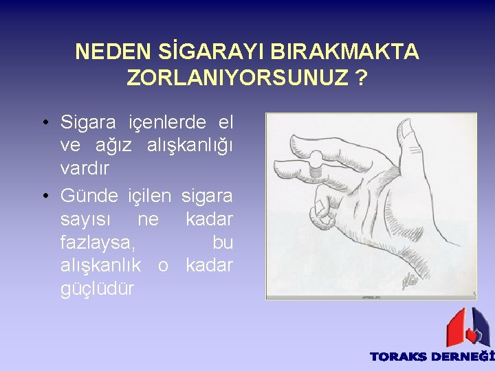 NEDEN SİGARAYI BIRAKMAKTA ZORLANIYORSUNUZ ? • Sigara içenlerde el ve ağız alışkanlığı vardır •