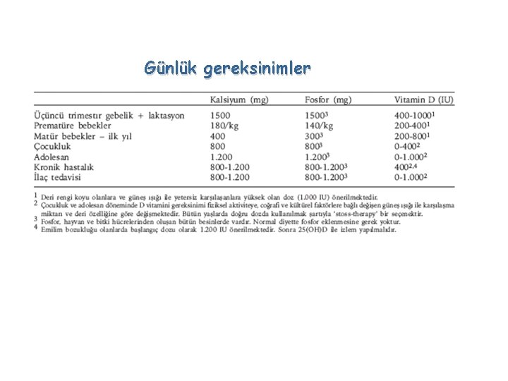Günlük gereksinimler 