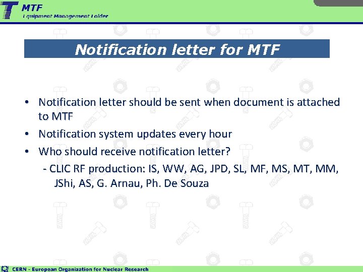 Notification letter for MTF • Notification letter should be sent when document is attached
