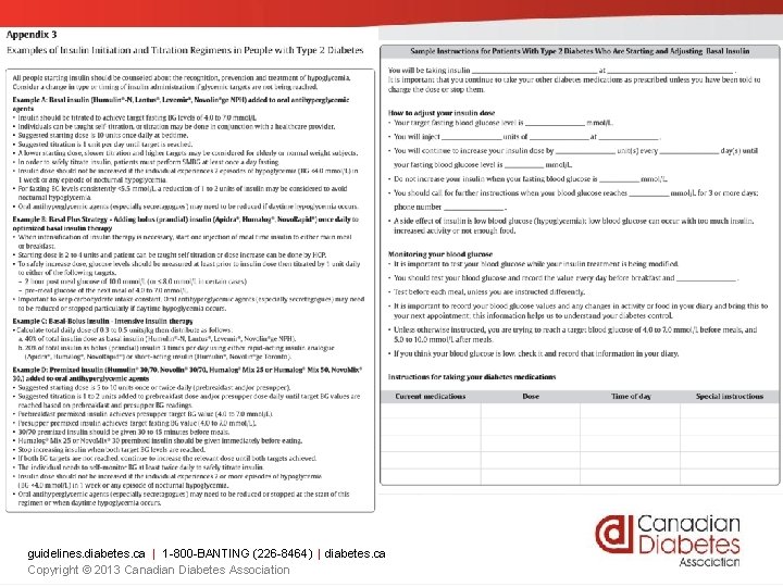 guidelines. diabetes. ca | 1 -800 -BANTING (226 -8464) | diabetes. ca Copyright ©