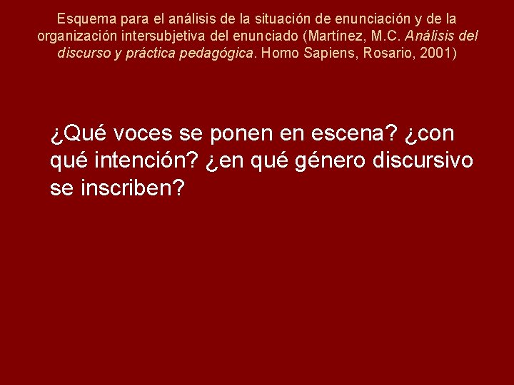 Esquema para el análisis de la situación de enunciación y de la organización intersubjetiva