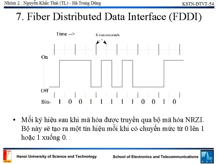 7. Fiber Distributed Data Interface (FDDI) • Mỗi ký hiệu sau khi mã hóa