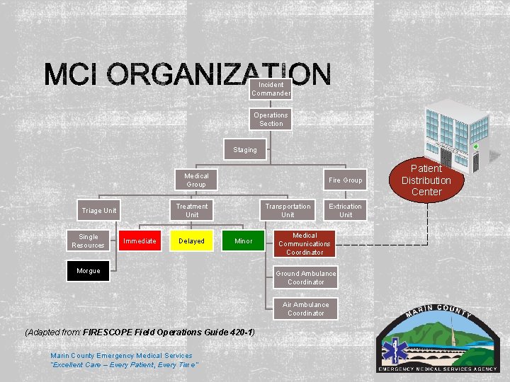 Incident Commander Operations Section Staging Medical Group Treatment Unit Triage Unit Single Resources Fire Incident Commander Operations Section Staging Medical Group Treatment Unit Triage Unit Single Resources Fire
