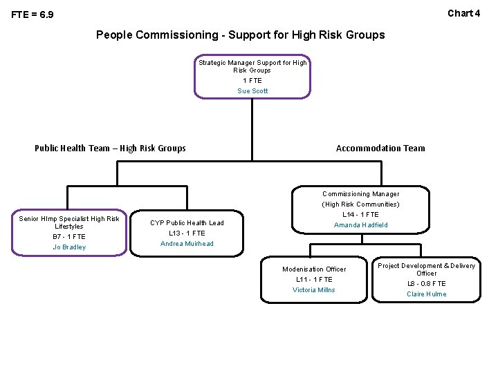 Chart 4 FTE = 6. 9 People Commissioning - Support for High Risk Groups