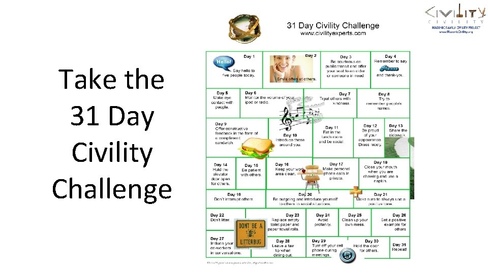 Take the 31 Day Civility Challenge Ambassador Training v. 52615 