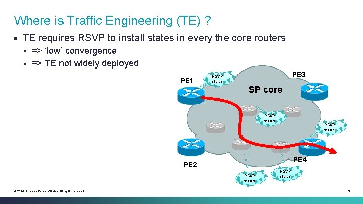 Where is Traffic Engineering (TE) ? § TE requires RSVP to install states in
