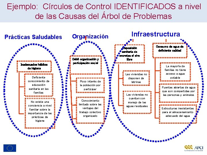 Ejemplo: Círculos de Control IDENTIFICADOS a nivel de las Causas del Árbol de Problemas