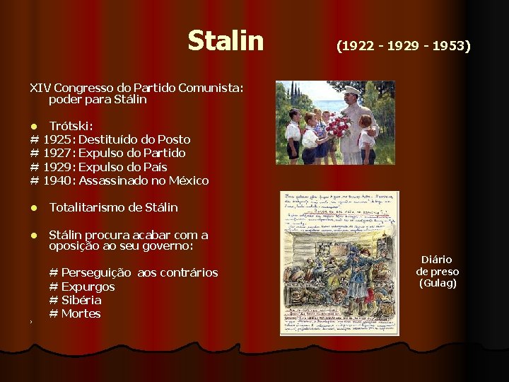  Stalin (1922 - 1929 - 1953) XIV Congresso do Partido Comunista: poder para