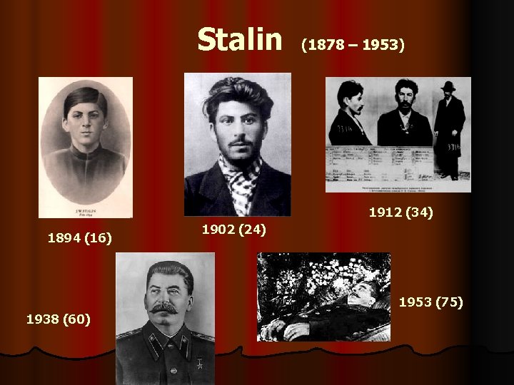  Stalin (1878 – 1953) 1912 (34) 1894 (16) 1902 (24) 1953 (75) 1938