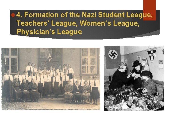  4. Formation of the Nazi Student League, Teachers’ League, Women’s League, Physician’s League