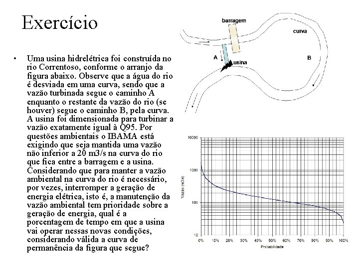 Exercício • Uma usina hidrelétrica foi construída no rio Correntoso, conforme o arranjo da