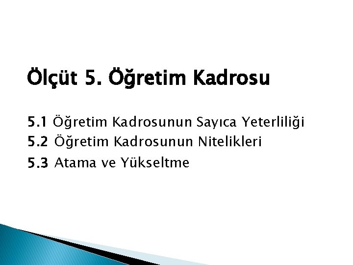 Ölçüt 5. Öğretim Kadrosu 5. 1 Öğretim Kadrosunun Sayıca Yeterliliği 5. 2 Öğretim Kadrosunun