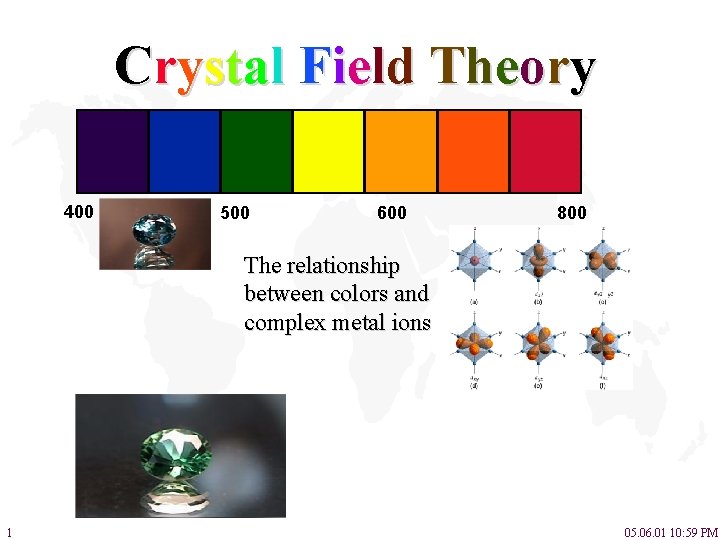 Crystal Field Theory 400 500 600 800 The relationship between colors and complex metal