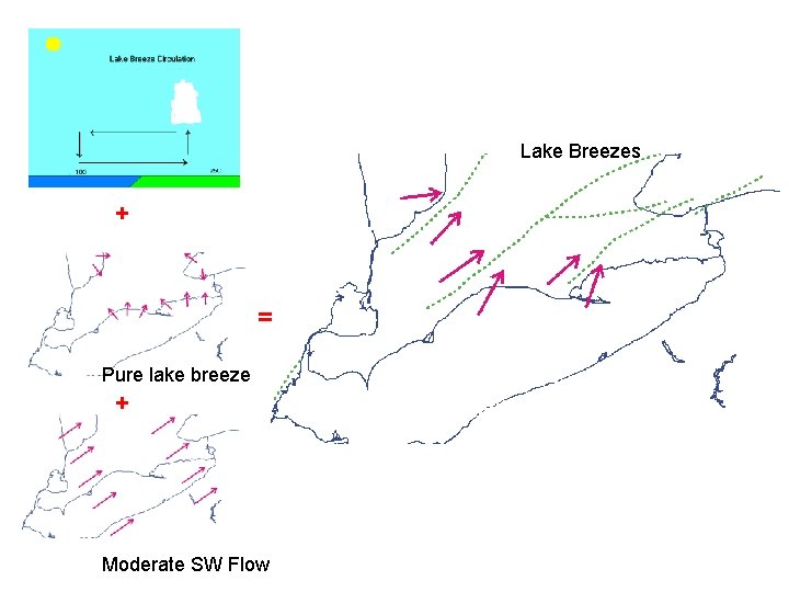 Lake Breezes + = Pure lake breeze + Moderate SW Flow 