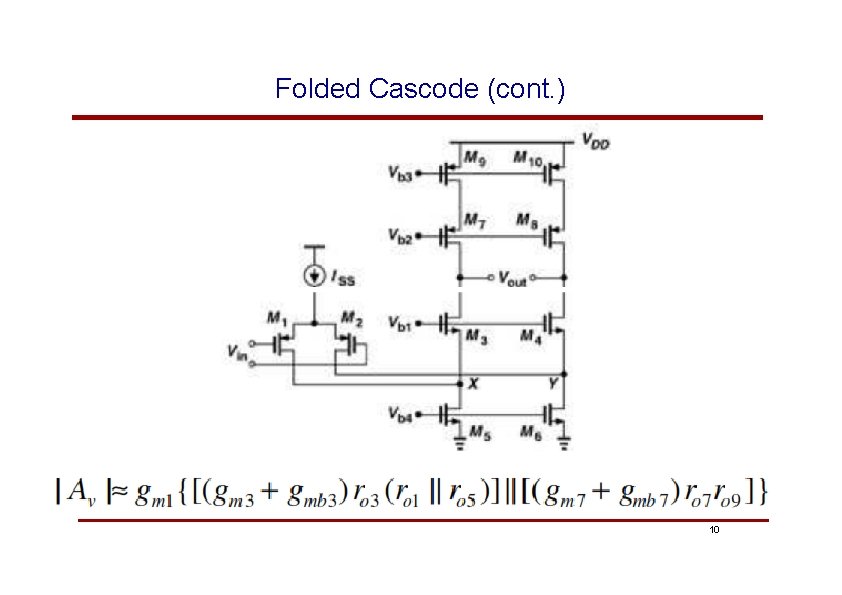 Folded Cascode (cont. ) 10 