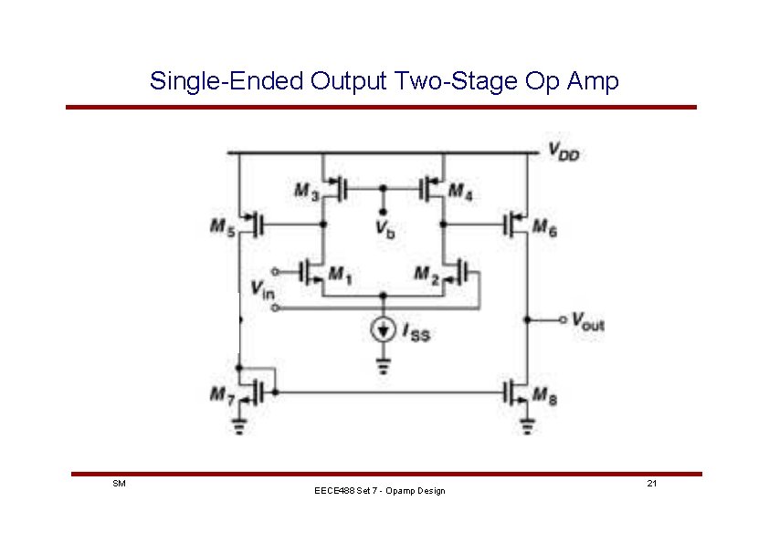 Single-Ended Output Two-Stage Op Amp SM EECE 488 Set 7 - Opamp Design 21