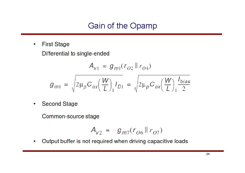 Gain of the Opamp 24 