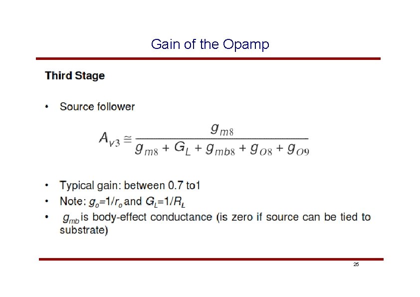 Gain of the Opamp 25 