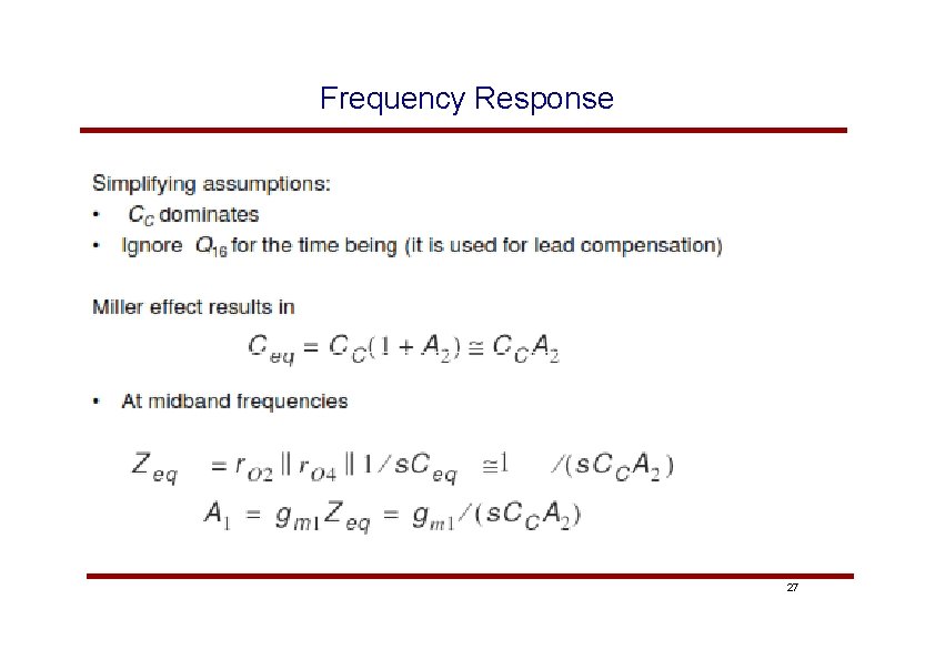 Frequency Response 27 