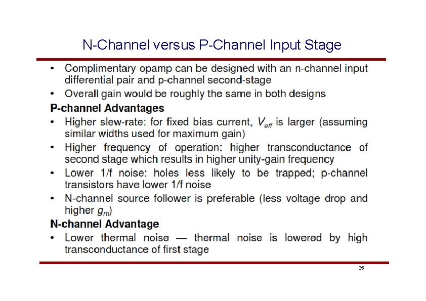 N-Channel versus P-Channel Input Stage 35 