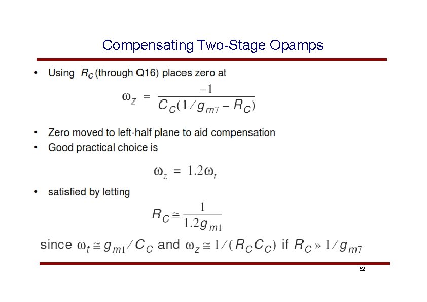 Compensating Two-Stage Opamps 52 