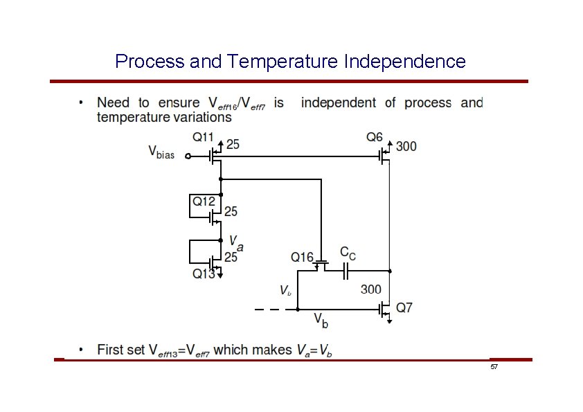 Process and Temperature Independence 57 