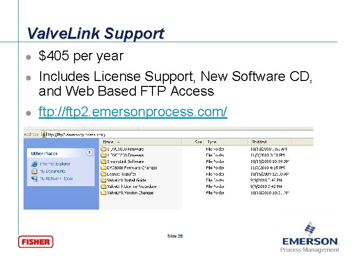 Valve. Link Support l l l $405 per year Includes License Support, New Software