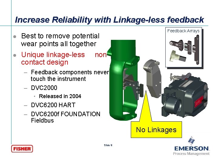 Increase Reliability with Linkage-less feedback l l Best to remove potential wear points all