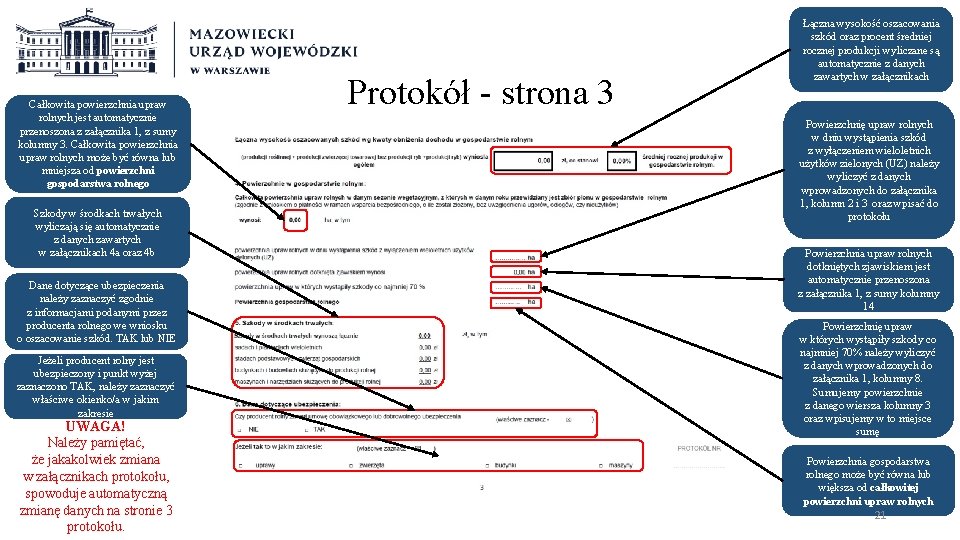 Całkowita powierzchnia upraw rolnych jest automatycznie przenoszona z załącznika 1, z sumy kolumny 3.