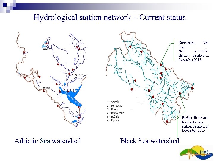 Hydrological station network – Current status Dobrakovo, Lim river New automatic station installed in Hydrological station network – Current status Dobrakovo, Lim river New automatic station installed in