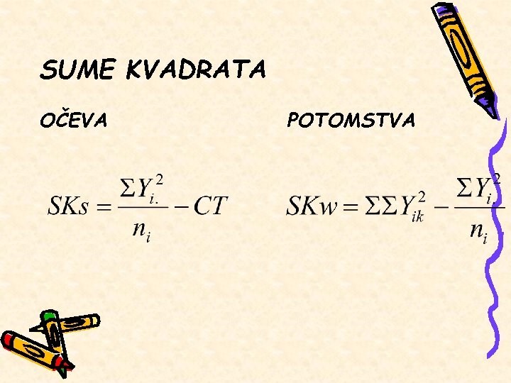 SUME KVADRATA OČEVA POTOMSTVA 